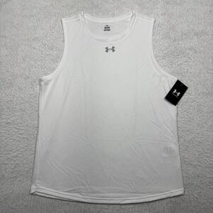 NWT Under Armour Team Tech Sleeveless Athletic Tank Top Shirt‎ White Women's L
